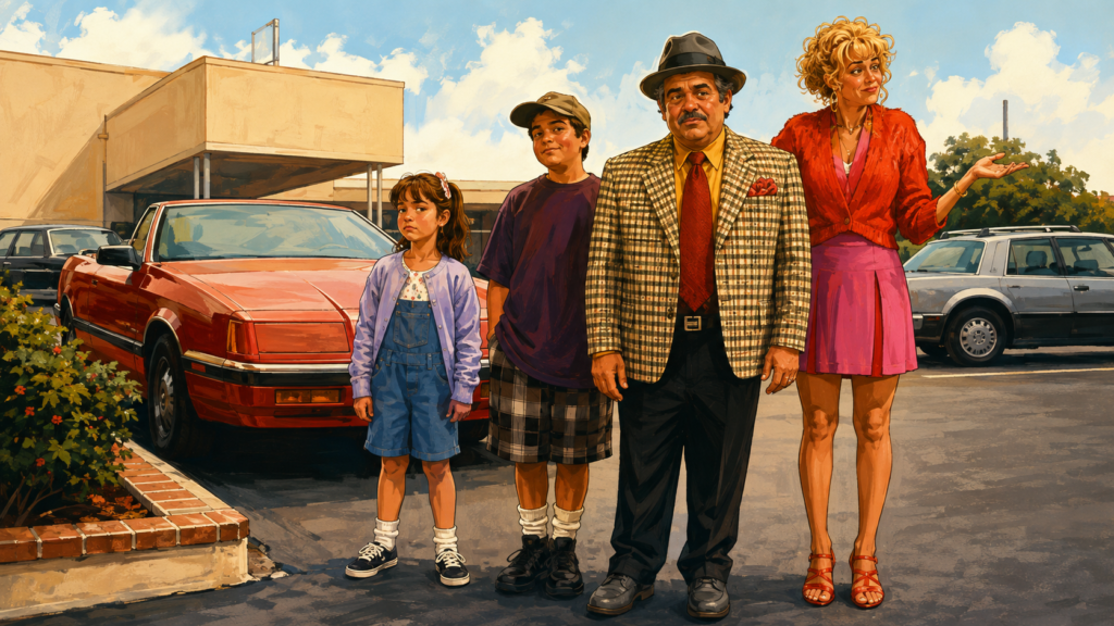 映画『マチルダ』のワームウッド一家をイメージした両親と兄妹
