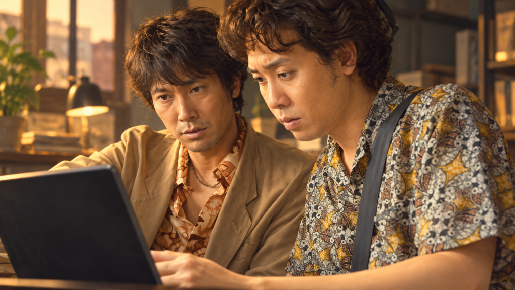 イメージ：映画『アフタースクール』で情報を確認する北沢と神野