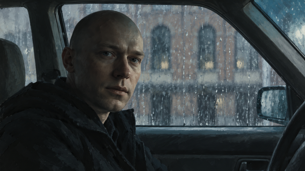 イメージ：映画『ANORA アノーラ』のラストで車内で静かにアニを見つめるイゴール