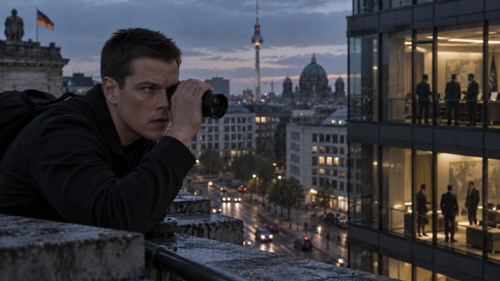 イメージ：『ボーン・スプレマシー』でベルリンの建物からCIAの動きを監視するジェイソン・ボーン