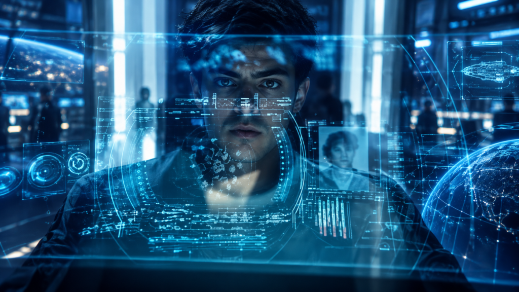 イメージ:『メイズ・ランナー』のWCKDによる監視や研究施設とホログラム画面