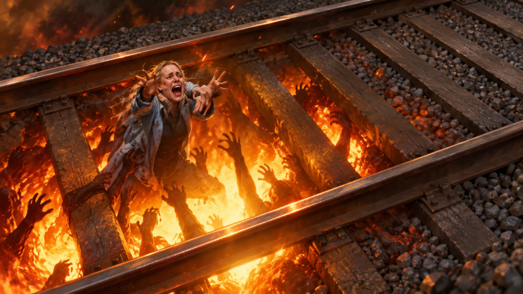 イメージ：映画『スペル』の結末で地獄へ引きずり込まれるクリスティン