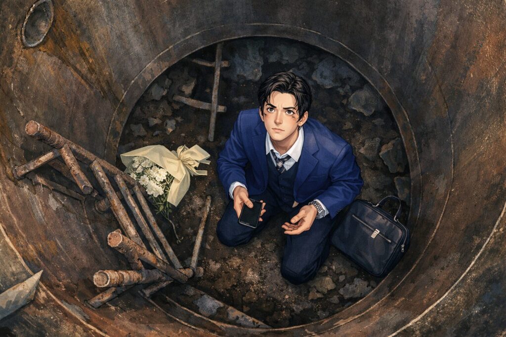 伏線｜位置情報のズレ（GPS・雨・看板・マンホールの蓋・仮面の男の誘導）