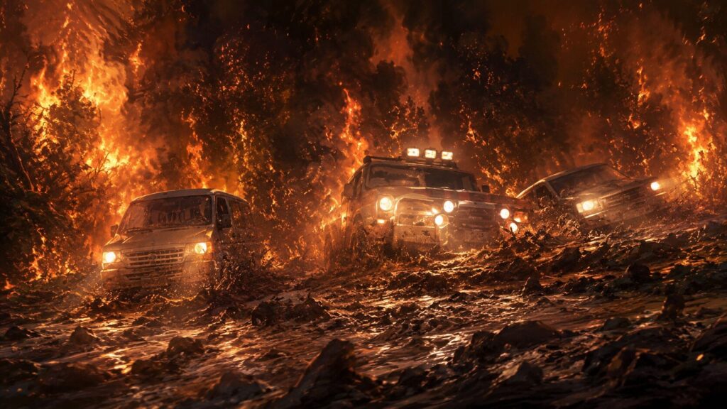 『ダンテズ・ピーク』で車が溶岩の上を走るシーンは現実に可能なのか