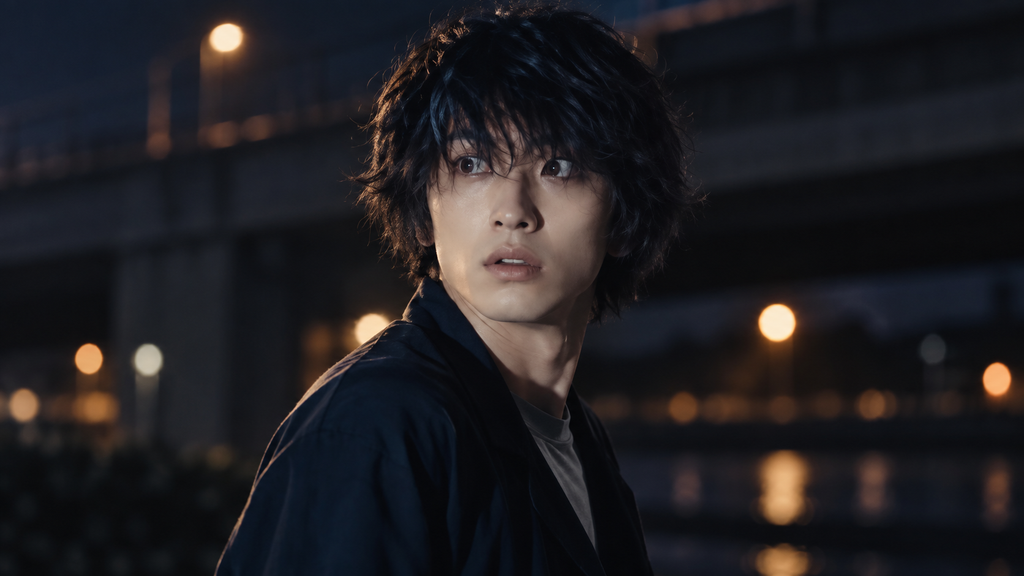 イメージ：映画『きみの瞳が問いかけている』で夜道で塁の背後から車が迫ってくる