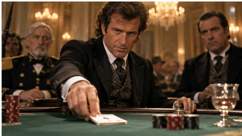 イメージ:映画『マーヴェリック』の船上ポーカーで最後のカードを出すマーヴェリック
