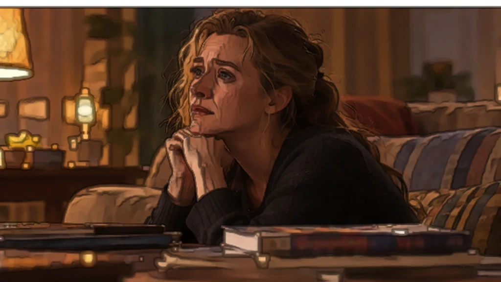 映画『トゥルーマン・ショー』で、トゥルーマンの自由を願うシルヴィアが室内で物思いにふける場面